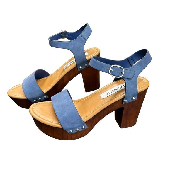 MADDEN GIRL Blue Women's Liftt Heeled Sandals Size 6.5 - Picture 3 of 17